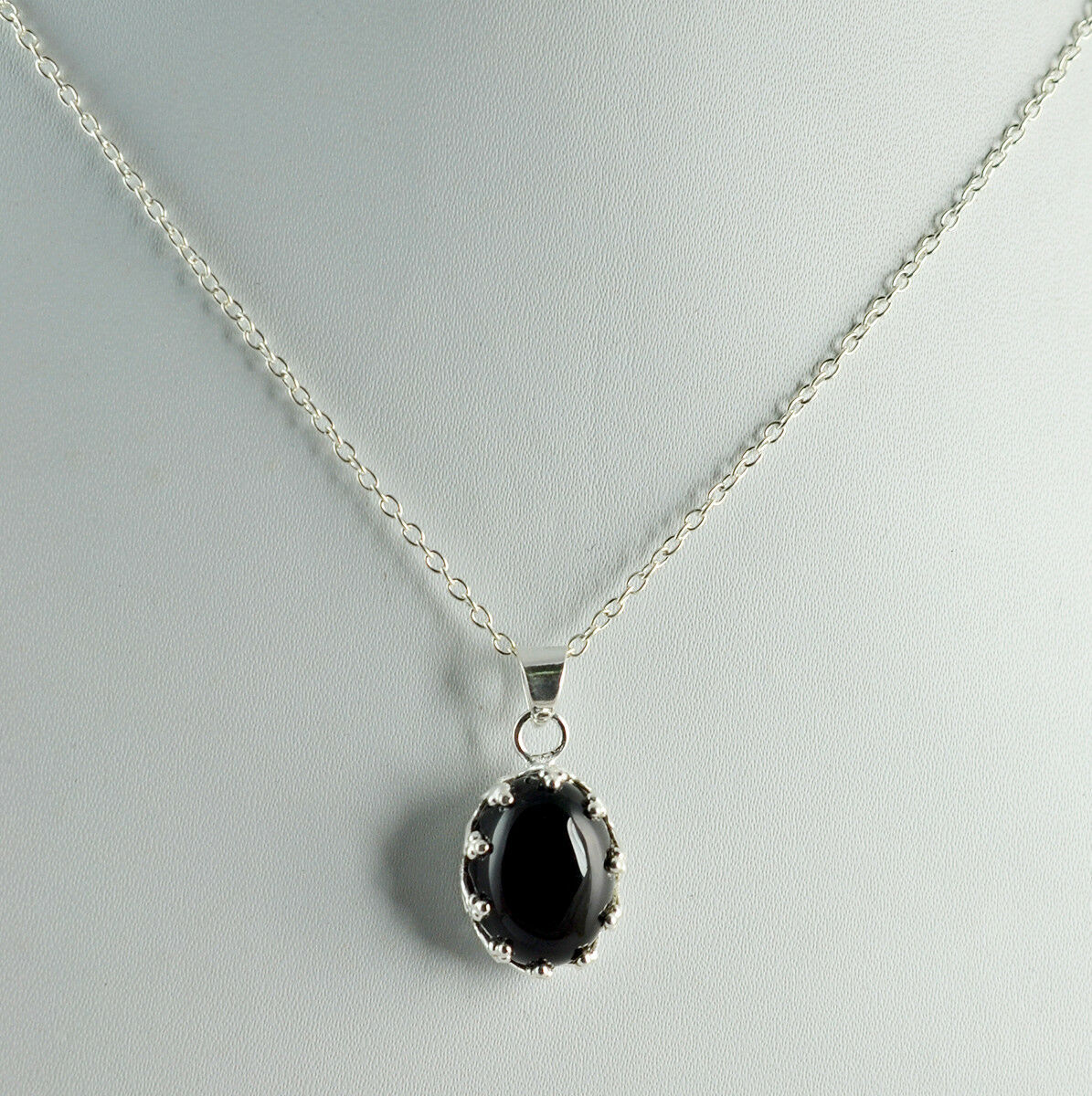 Black Onyx 925 Solid Sterling Silver Handmade Pendant Chain Necklace for Women