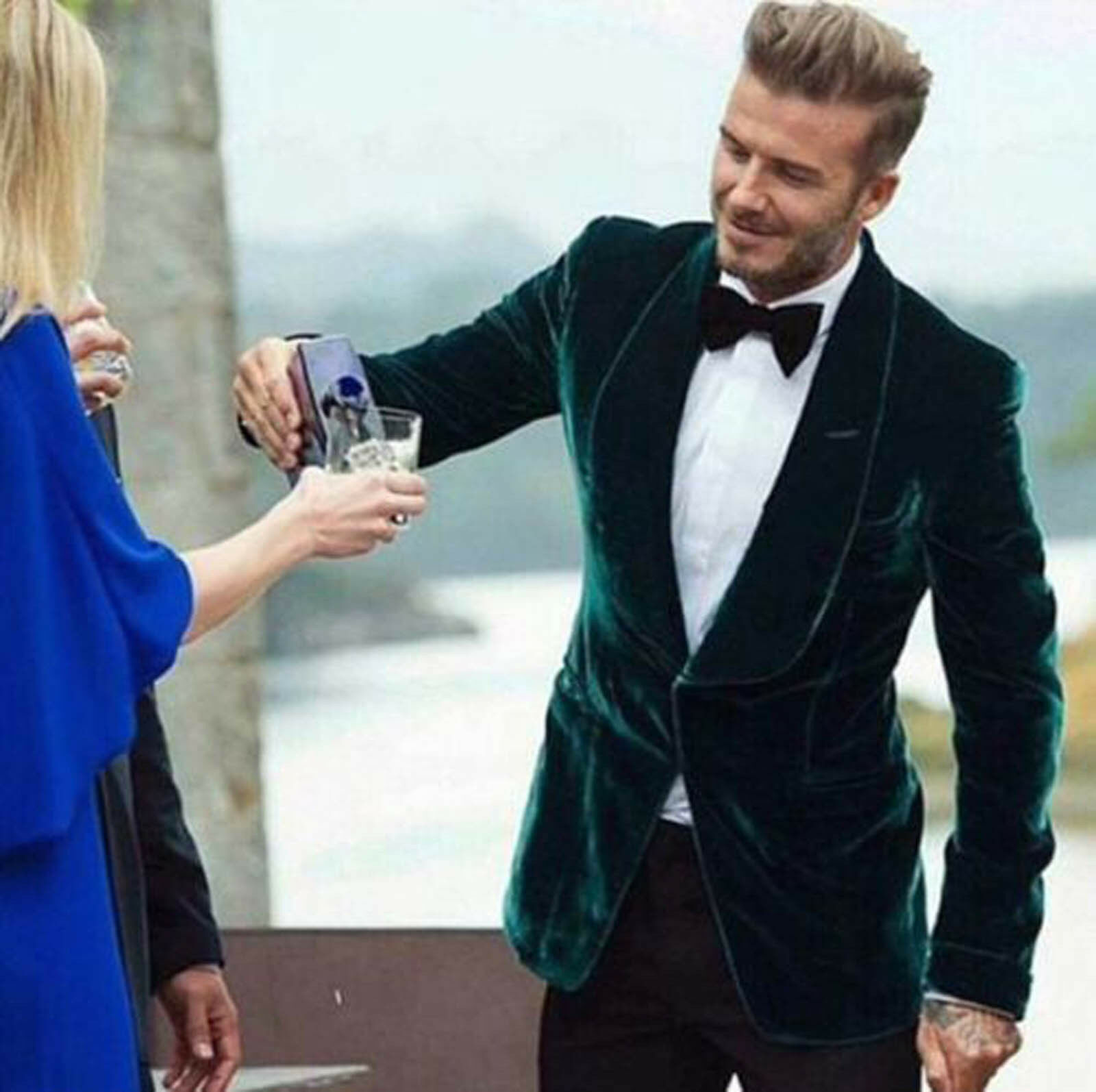 Men Green Smoking Jackets Designer Elegant Luxury Party Wear Blazer Coat
