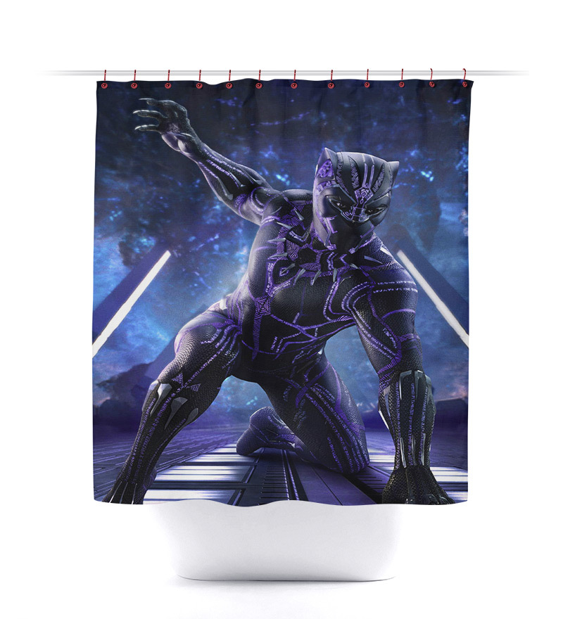Black Panther Bath Room Shower Curtain Set Shower Curtains