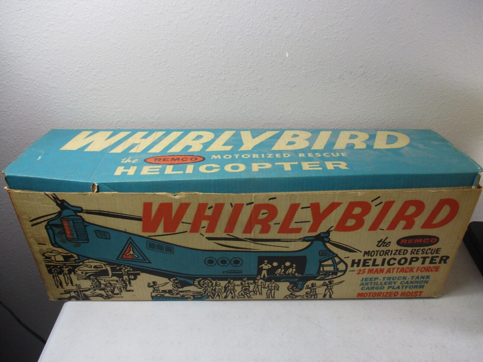 Vintage Remco Whirlybird Helicopter Toy BatteryOp Military Play Set