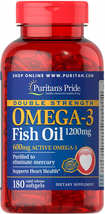 Puritans Pride Double Strength Omega-3 Fish Oil 1200 Mg, 180 Count - $30.49