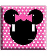 MINNIE MOUSE PINK POLKA DOT DOUBLE LIGHT SWITCH WALL PLATE COVER GIRL ROOM DECOR - $11.99