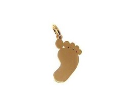 18K ROSE GOLD SMALL 15mm 0.6" FOOTPRINT FLAT PENDANT, FOOT CHARM, ITALY MADE image 1