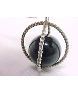 3D STERLING Vintage SPHERE PENDANT with BLACK ONYX Ball -1 3/8 inches -F... - £56.00 GBP