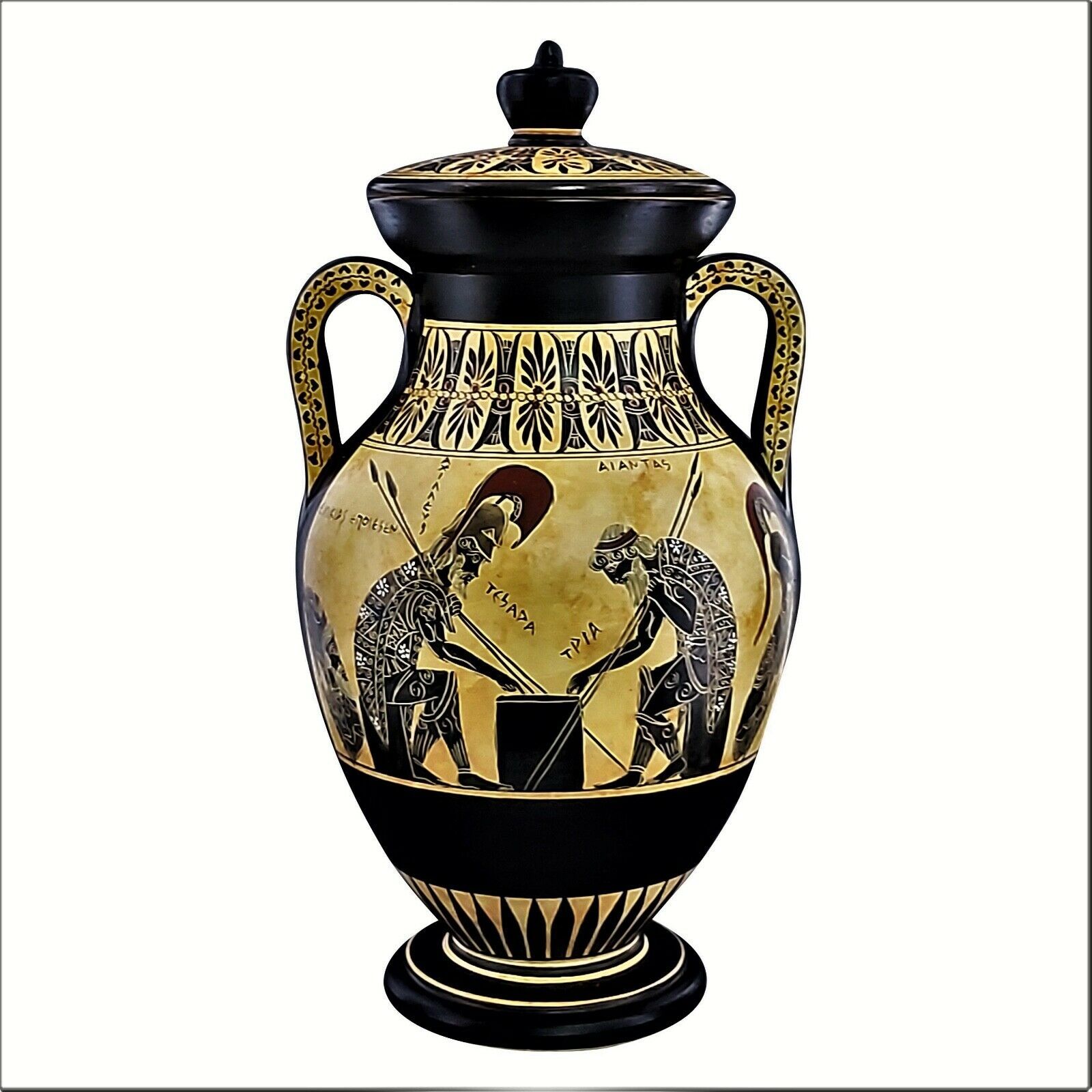 Achilles & Ajax Exekias Ancient Greek Amphora Vase Museum Replica