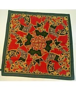 ROYAL GOLD FLORETTE  IN A FIELD OF RED SQUARE SCARF 30 1/2&quot; - $34.95