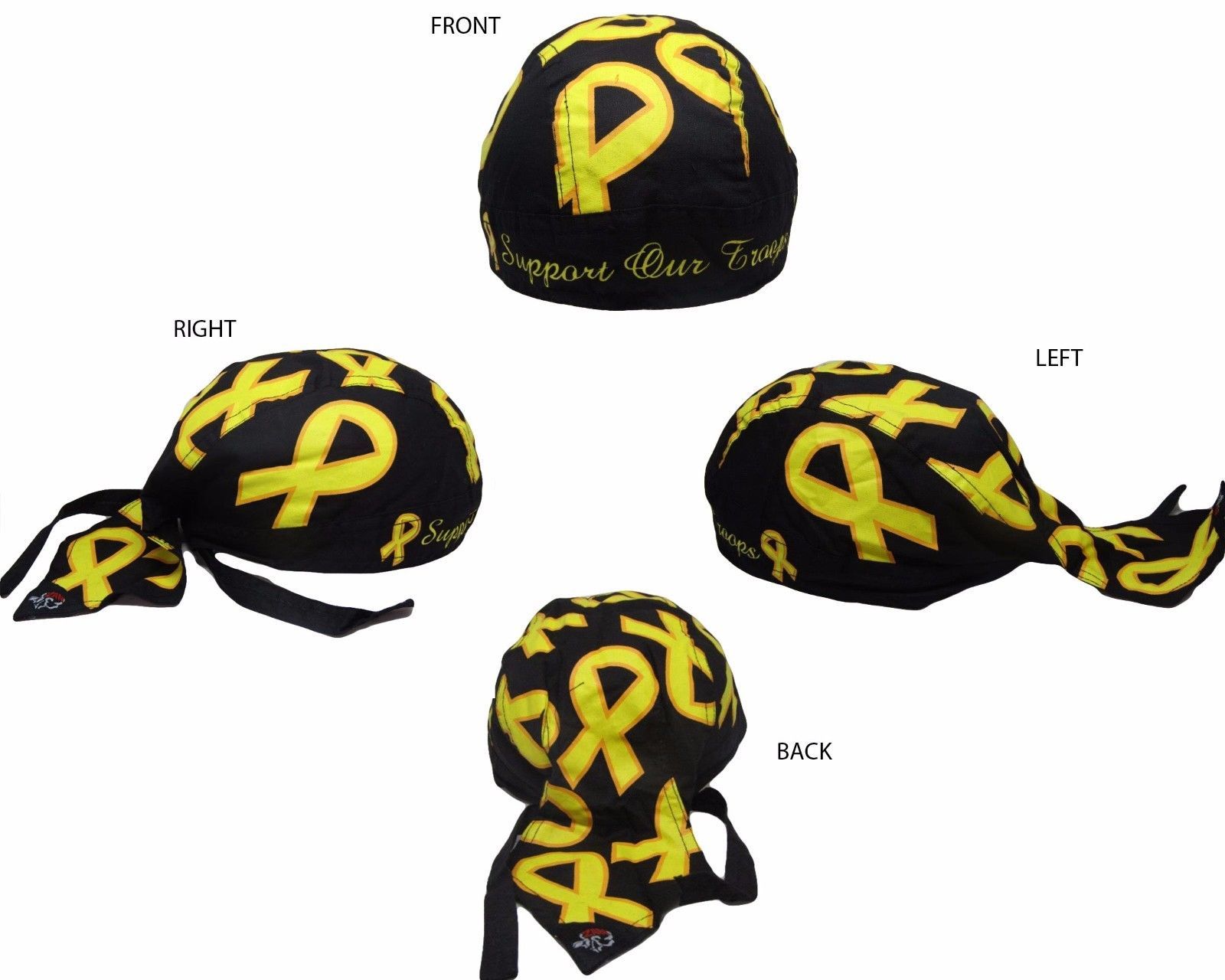 Vietnam Veteran Black Do Rag Doo Rag Skull Cap Head Wrap