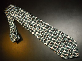 Guy Laroche Diffusion Neck Tie Boxes of Greens Black Red Blue Diamonds o... - $10.99