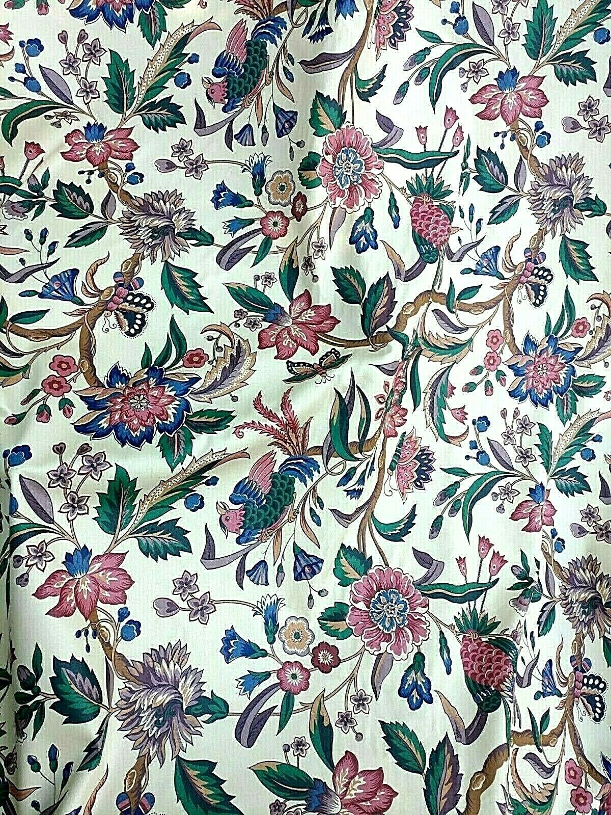 Floral Exotic Birds Fabric Upholstery Decor Waverly Mackinaw Cotton 53 ...