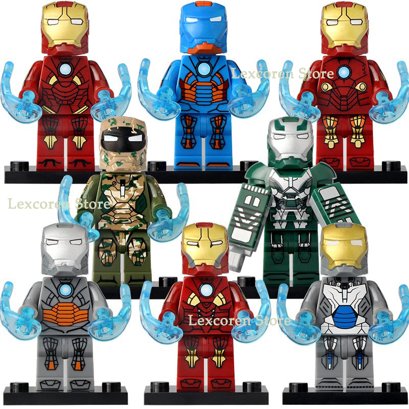 8pcs/set Marvel Collection Iron Man MK9 MK11 MK12 MK23 MK26 Minifigures ...