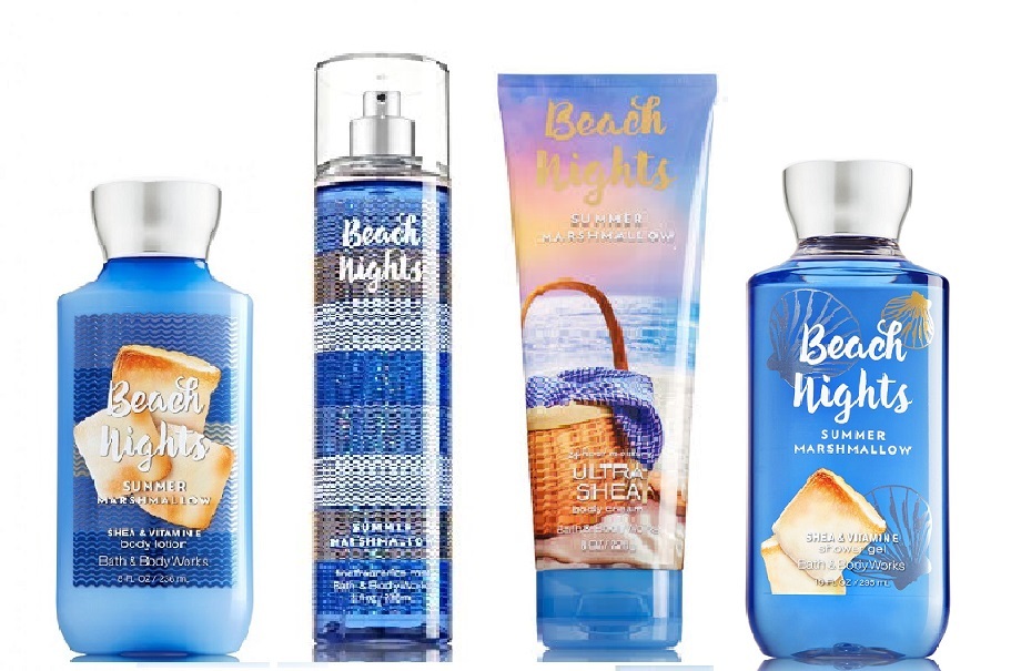 Bath & Body Works Beach Nights Summer Marshmallow Lotion, Gel, Mist