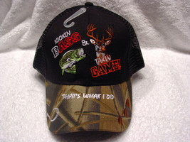 Fish Bass Deer Fishing Hunt Hunter Fisherman Mesh Baseball Cap ( Black & Camo ) - $11.65