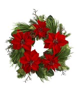 28” Poinsettia And Pine Wreath by Nearly Natural - $79.15