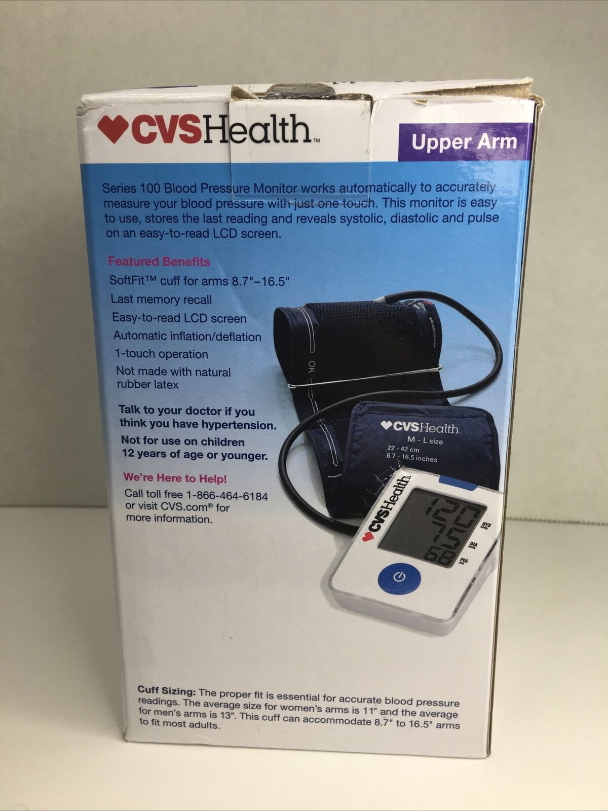 Cvs Health Series 100 Blood Pressure Monitor With Softfit Cuff Blood