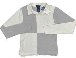 NEW Polo Ralph Lauren Girls RugbyShirt!  Gray & Creme With Crest of Sparkles - $37.99
