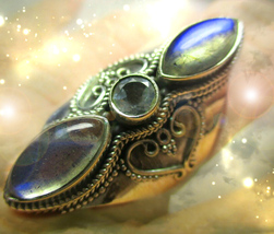 HAUNTED RING SACRED BRINGS WORDS TO LIGHT GOLDEN ROYAL COLLECTION OOAK MAGICK - $179.11