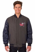 Columbus Blue Jacket Wool & Leather Reversible Jacket with Embroidered Logos  - $269.99