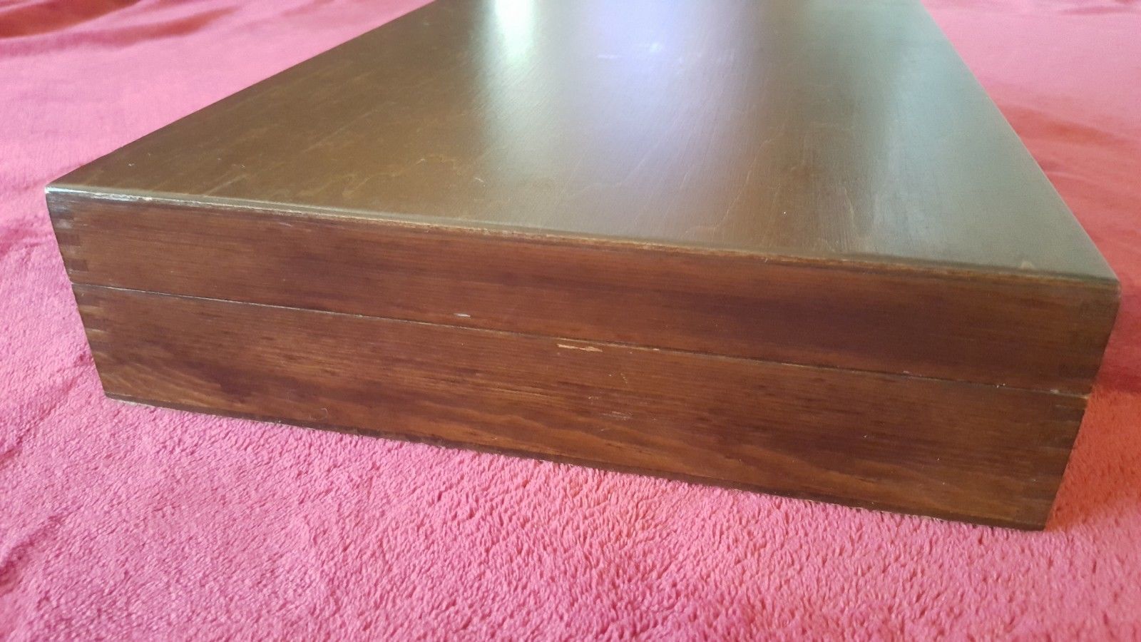 Vintage Wood Unique Green Felt Lined Silverware Flatware Storage Case