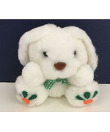 small white stuffed Easter puppy floppy ear dog with carrot paws figi graphics - $19.75