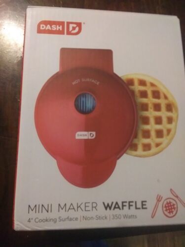 NEW 4 Red DASH Mini Waffle Maker, Non-Stick, 350 Watts