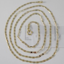 18K YELLOW WHITE ROSE GOLD FLAT BRIGHT OVAL CHAIN 20 INCHES, 2 MM MADE IN ITALY image 1