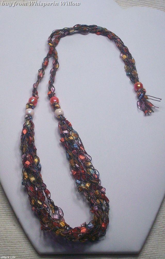Crocheted Trellis Ladder Ribbon Necklace 16 Necklaces & Pendants