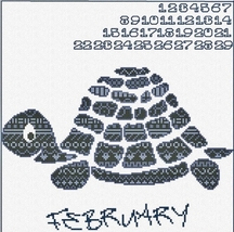 Animal Calendar: February Turtle cross stitch chart Alessandra Adelaide AAN - $13.50