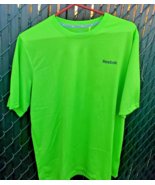 Reebok Mens Activewear T Shirt XL Polyester Play Dry SS Crew Neck Lime G... - $14.80