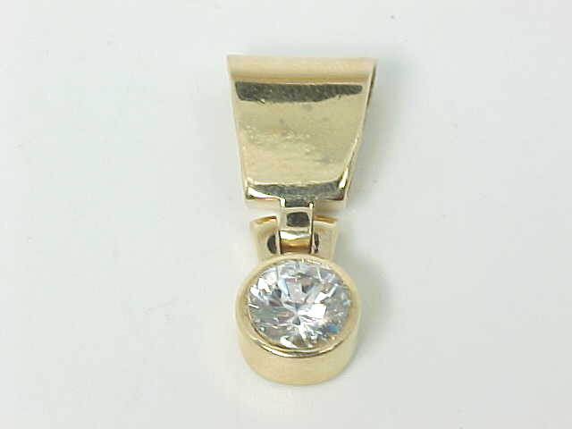 Primary image for 2 Carat CUBIC ZIRCONIA Pendant in 14K Yellow GOLD on STERLING Silver