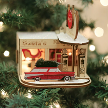 Old World Christmas Ginger Cottages Gas Station Christmas Ornament 84005 - $24.88