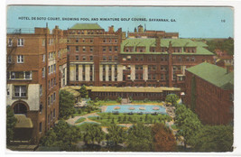 Hotel De Soto Court Savannah Georgia 1932 postcard - $5.94