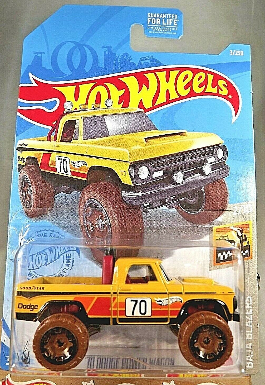2021 Hot Wheels #3 Baja Blazers 2/10 '70 DODGE POWER WAGON Yellow w/Brown Wheels
