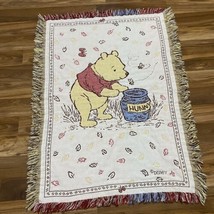 Disney Classic Winnie the Pooh Vintage Fringed Woven Tapestry Blanket Throw - $54.14