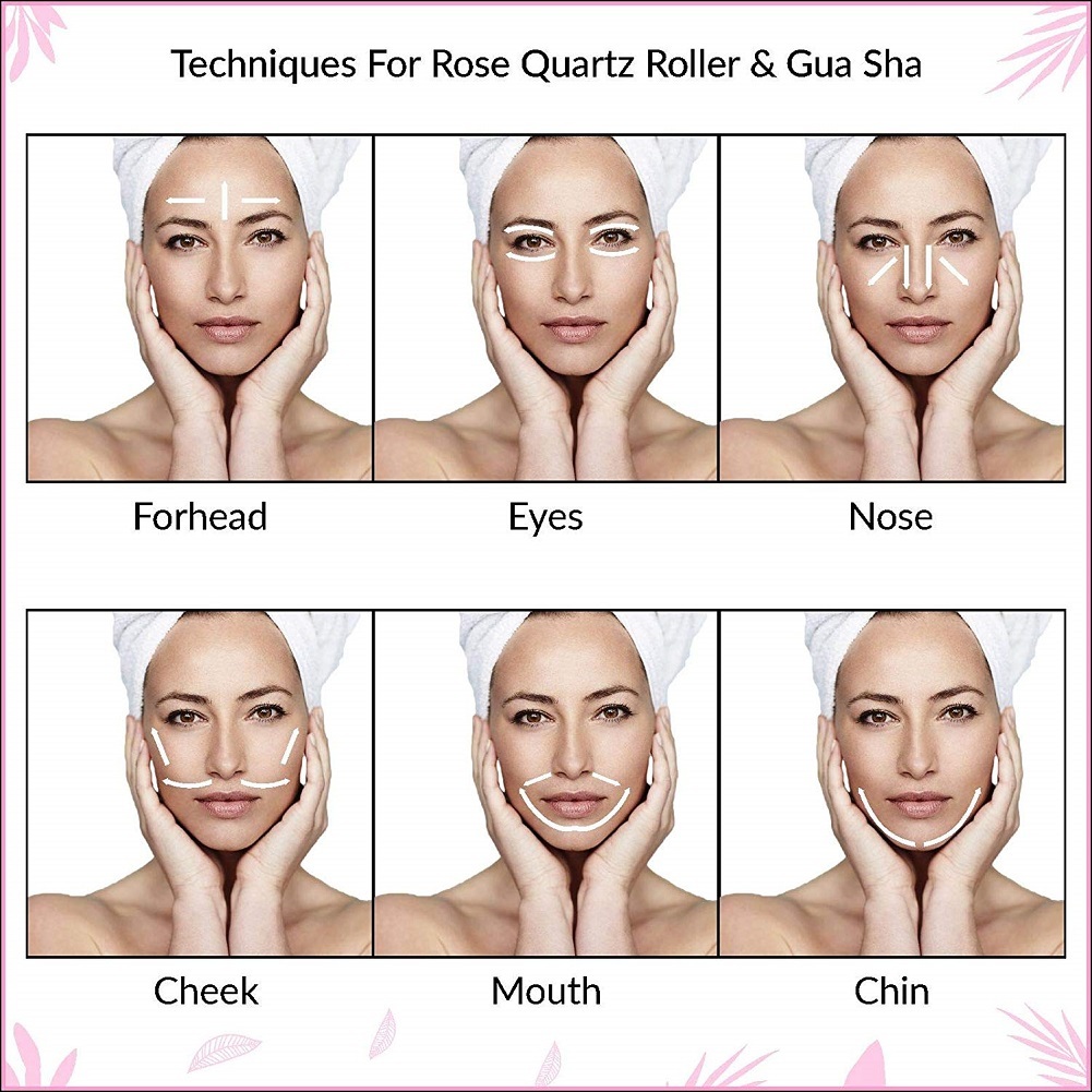 LAVABEAUTY 2in1 Natural Rose Quartz Face Roller & Gua Sha Facial & Eye Massage