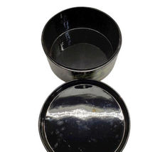 Black Maitland Smith Round Lacquered Box 12x8" Artichoke Design Decorative image 7