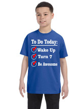 Kids Birthday T Shirt Turn 7 Seven Year Old Gift 7th Bday Outfit Fun - $18.94