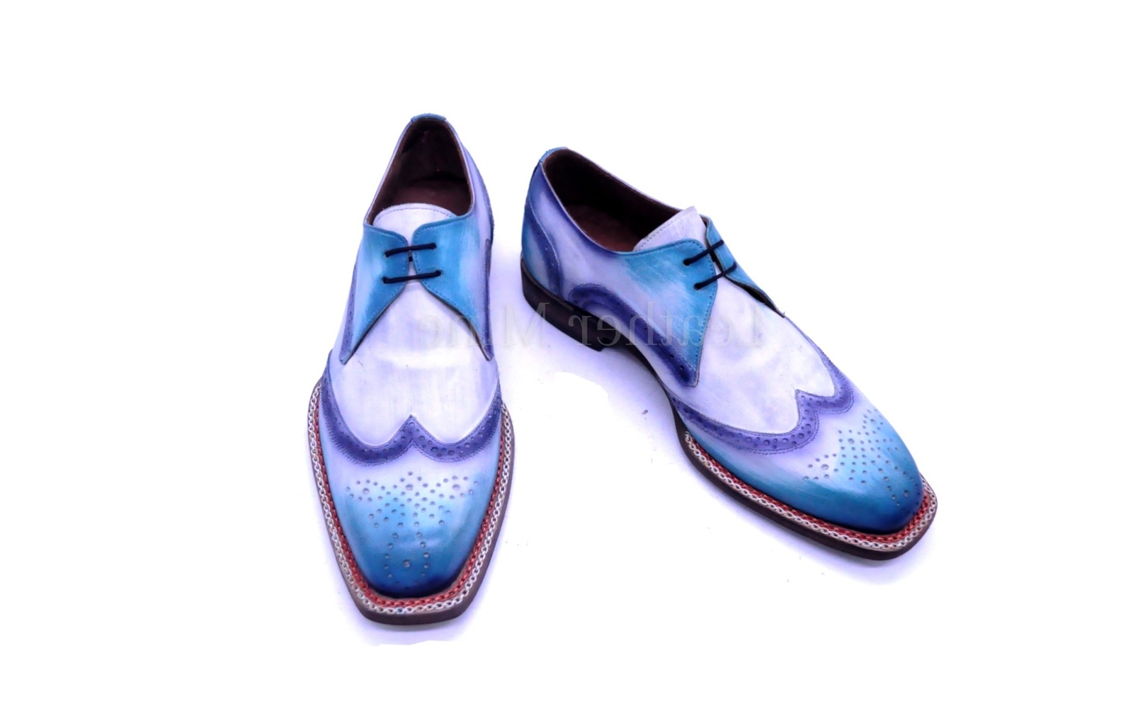 Wingtip Patina Oxfords Dress Shoes For Men, Genuine Leather Custom Shoes