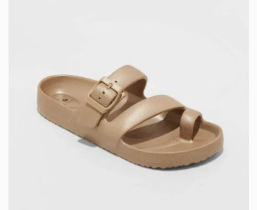 Shade & Shore Nola Toe Ring Slide Sandals Bronze size 9