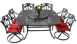 8 piece patio dining set outdoor cast aluminum furniture Palm tree chairs table image 1