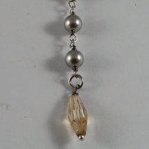 .925 SILVER RHODIUM NECKLACE WITH GRAY & BROWN PEARLS AND YELLOW CRYSTALS image 4