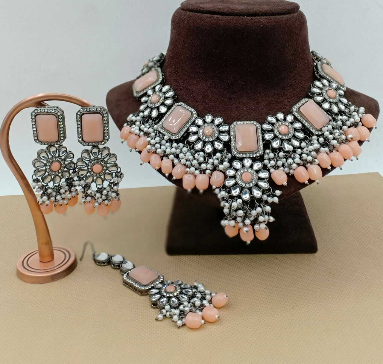 Details about / Indian Silver Plated Rhinestone Fashion Jewelry Wedding /& Party wear Necklace