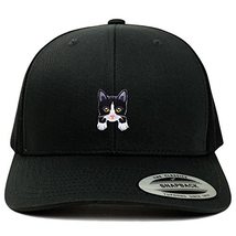 Trendy Apparel Shop Tuxedo Cat Kitten Patch 6 Panel Trucker Mesh Cap - B... - $19.99
