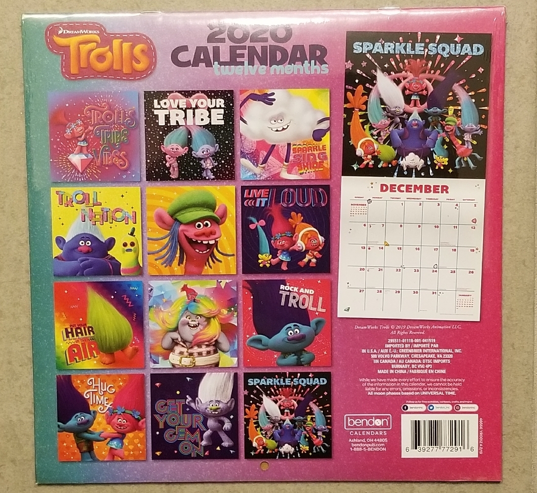 Dreamworks Trolls 2020 Calendar Calendars