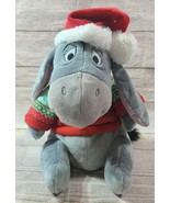 Disney Store Plush Eeyore Stuffed Animal Winter Christmas Hat Sweater Ra... - $27.15