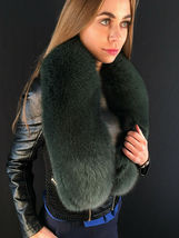 Fox Fur Collar 50' Saga Furs Stole Dark Green Fur Big Scarf Highest Quality Fur image 4
