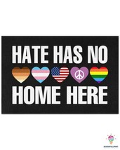 Hate Has No Home Here Non-Slip Rubber Backing Doormat Valentine Non-Slip... - $29.95