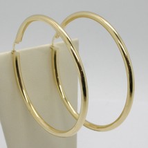 18K YELLOW GOLD ROUND CIRCLE EARRINGS DIAMETER 60 MM, WIDTH 3 MM, MADE IN ITALY image 2