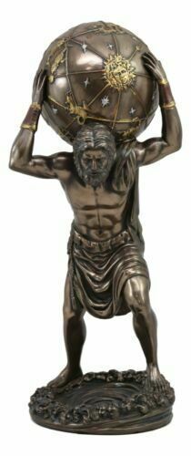 Greek God Primordial Titan Atlas Holding The World Globe Statue 11.75Tall Decor
