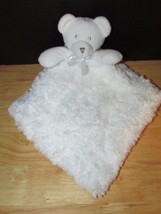 Blankets &amp; beyond Baby Security Blanket swirls white bear bow gray silve... - $19.79