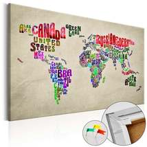 World Map Cork Pin Board - Planet Earth In Words - $109.99+